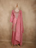 Rose Pink Floral Sequins and Beads Embroidered Design Satin Palazzo Suit with Dupatta