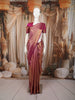 Rose Pink Floral Vine Zari Woven Design Pure Kanchipuram Silk Saree with Matching Zari Border