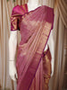 Rose Pink Floral Vine Zari Woven Design Pure Kanchipuram Silk Saree with Matching Zari Border