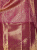 Rose Pink Floral Vine Zari Woven Design Pure Kanchipuram Silk Saree with Matching Zari Border