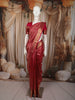 Rose Pink Floral Vine Zari Woven Design Pure Kanchipuram Silk Saree with Zari Border