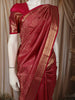 Rose Pink Floral Vine Zari Woven Design Pure Kanchipuram Silk Saree with Zari Border