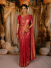Rose Pink Floral Vine Zari Woven Design Pure Kanchipuram Silk Saree with Zari Border