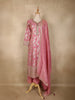 Rose Pink Floral Zari Woven Design Banarasi Silk Anarkali Salwar Suit