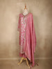 Rose Pink Floral Zari Woven Design Banarasi Silk Anarkali Salwar Suit
