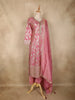 Rose Pink Floral Zari Woven Design Banarasi Silk Anarkali Salwar Suit