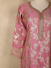 Rose Pink Floral Zari Woven Design Banarasi Silk Anarkali Salwar Suit