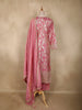 Rose Pink Floral Zari Woven Design Banarasi Silk Anarkali Salwar Suit
