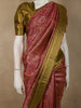Rose Pink Floral Zari Woven Design Pure Kanchipuram Silk Saree with Contrast Zari Border