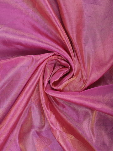 Rose Pink Gold Zari Woven Soft Silk Saree - Diadem