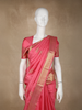 Rose Pink Leaf Butta Woven Design Pure Kanchipuram Silk Saree with Zari Border