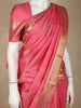 Rose Pink Leaf Butta Woven Design Pure Kanchipuram Silk Saree with Zari Border