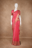 Rose Pink Leaf Butta Woven Design Pure Kanchipuram Silk Saree with Zari Border