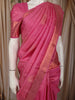 Rose Pink Paisley Butta Zari Woven Design Pure Kanchipuram Silk Saree with Zari Border