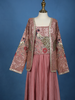 Rose Pink Peacock Embroidered Georgette Kids Palazzo Suit