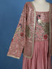 Rose Pink Peacock Embroidered Georgette Kids Palazzo Suit