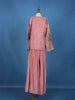 Rose Pink Peacock Embroidered Georgette Kids Palazzo Suit