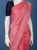 Rose Pink Solid Design Woven Pure Kanchipuram Silk Saree