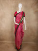 Rose Pink Striped Woven Design Kanchipuram Silk Saree with Contrast Zari Border