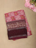 Rose Pink Traditional Printed Design Linen Cotton Saree with Contrast Sequins Border