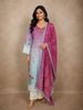 Rose Pink and Soft Aqua Blue Floral Printed Design Cotton Straight Cut Salwar Suit