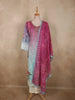 Rose Pink and Soft Aqua Blue Floral Printed Design Cotton Straight Cut Salwar Suit