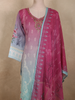 Rose Pink and Soft Aqua Blue Floral Printed Design Cotton Straight Cut Salwar Suit