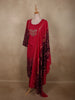 Dark Pink Abstract Sequins and Beads Embroidered Design Cotton Straight Cut Salwar Suit