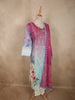 Rose Pink and Soft Aqua Blue Floral Printed Design Cotton Straight Cut Salwar Suit