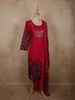 Dark Pink Abstract Sequins and Beads Embroidered Design Cotton Straight Cut Salwar Suit