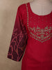 Dark Pink Abstract Sequins and Beads Embroidered Design Cotton Straight Cut Salwar Suit