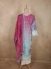 Rose Pink and Soft Aqua Blue Floral Printed Design Cotton Straight Cut Salwar Suit