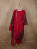 Dark Pink Abstract Sequins and Beads Embroidered Design Cotton Straight Cut Salwar Suit