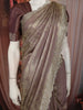 Rose Taupe Floral Zari Woven Design Banarasi Silk Saree with Designer Border