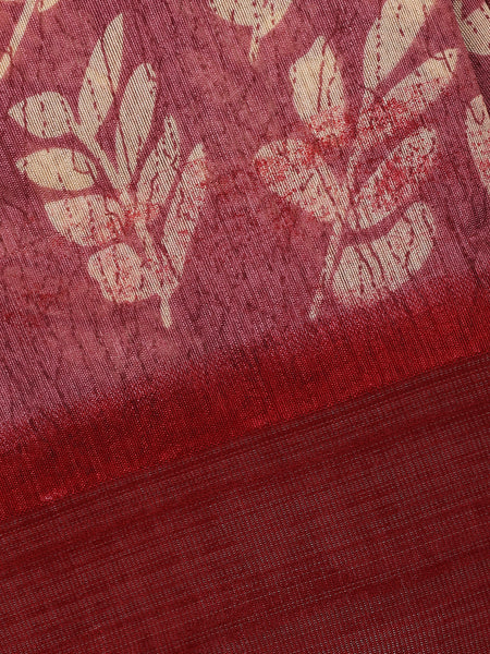 Rose Gold Leaf Printed Fancy Cotton Saree - Diadem
