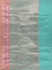 Rose Gold Pink Striped Zari Border Tissue Silk Saree - Diadem