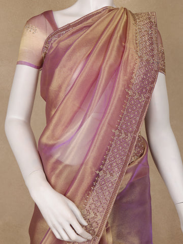 Rose Gold Solid Design Georgette Saree - Diadem