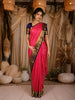 Rose Pink Butta Woven Design Kanchipuram Silk Saree with Contrast Border