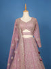 Rose Pink Floral And Sequins Embroidered Design Net Bridal Lehenga - Diadem