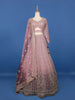 Rose Pink Floral And Sequins Embroidered Design Net Bridal Lehenga - Diadem