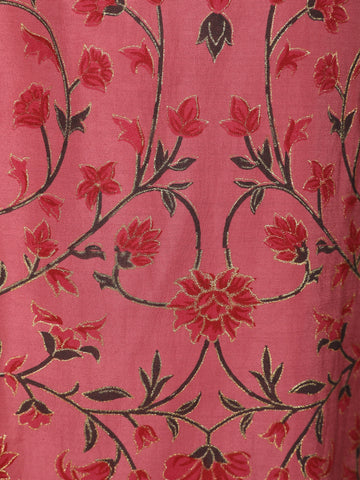 Rose Pink Floral Printed Cotton Kurti - Diadem