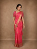 Rose Pink Leaf Butta Woven Design Pure Kanchipuram Silk Saree with Zari Border