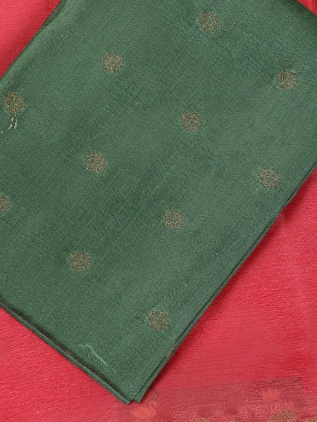 Rose Pink Solid Design Antique Gold Zari Border Mysore Silk Saree - Diadem