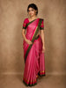 Rose Pink Striped Woven Design Kanchipuram Silk Saree with Contrast Zari Border