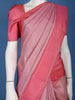 Rose Pink Subtle Woven Texture Solid Border Silk Saree - Diadem