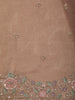 Rosewood Brown Butta Sequins and Beads Embroidered Design Organza Fancy Saree with Scalloped Border