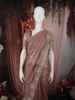 Rosewood Brown Butta Sequins and Beads Embroidered Design Organza Fancy Saree with Scalloped Border