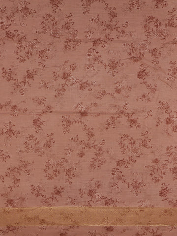 Pink Banarasi Saree with Flower and Leaf Design on the Body with Zari Border - Diadem
