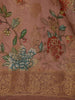 Pink Banarasi Saree with Flower and Leaf Design on the Body with Zari Border - Diadem