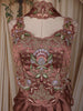 Rosewood Brown Floral Sequins and Thread Embroidered Design Silk Skirt and Top with Choker Dupatta